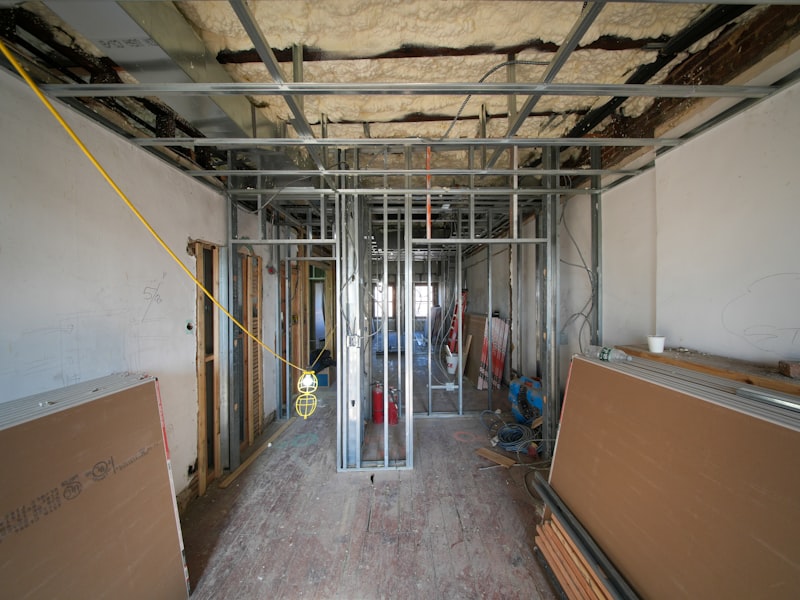 Drywall installation on a rural job